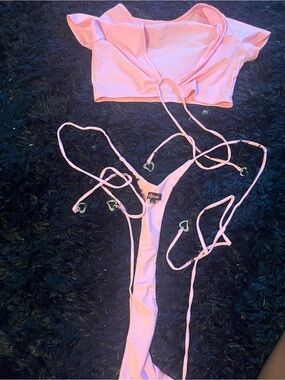 Pink Strappy Women’s Bikini Set